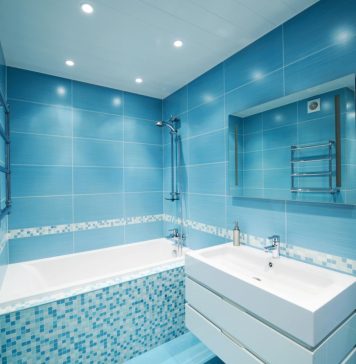 Hoe bespaar je water in de badkamer? blauwe badkamer